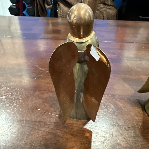 Winged Angel Candlesticks Taper Candle Holders Brass & Copper Set of 2 -6" & 7" - Picture 6 of 9